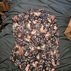 Women's Forest Animal Print Button Up Shirt